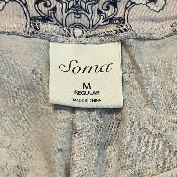 Cool Nights Springtime Scroll With Navy Pajama Pants Size M - Picture 8 of 10